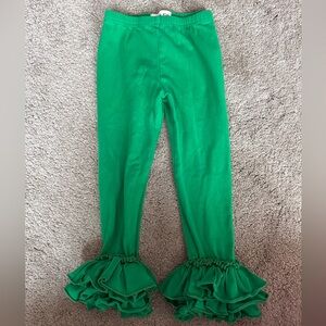 Charming Green Ruffle Leggings for Kids